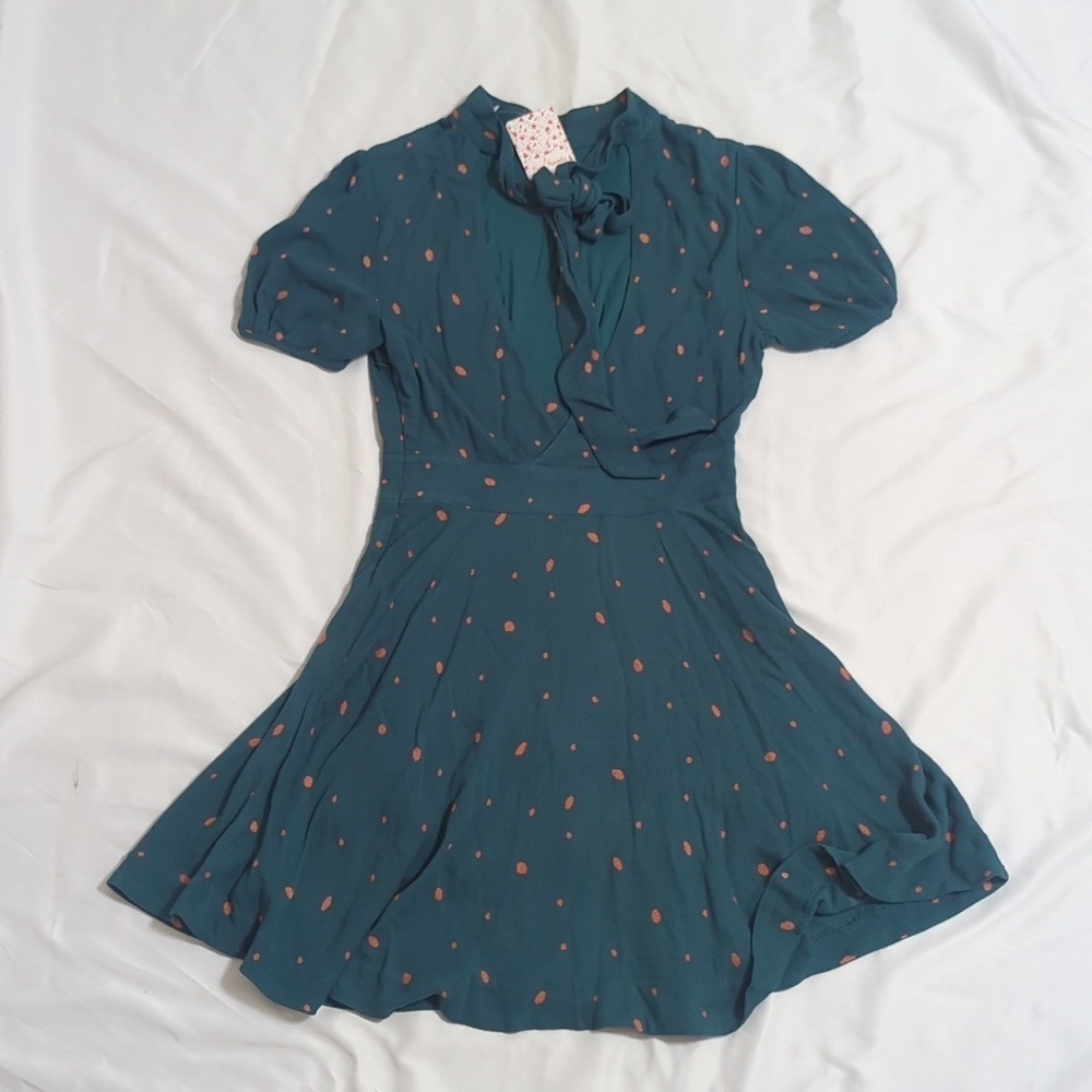 NWT Free People Abbie Reversible Mini Dress, Color Green Combo Size 2 - Picture 5 of 16